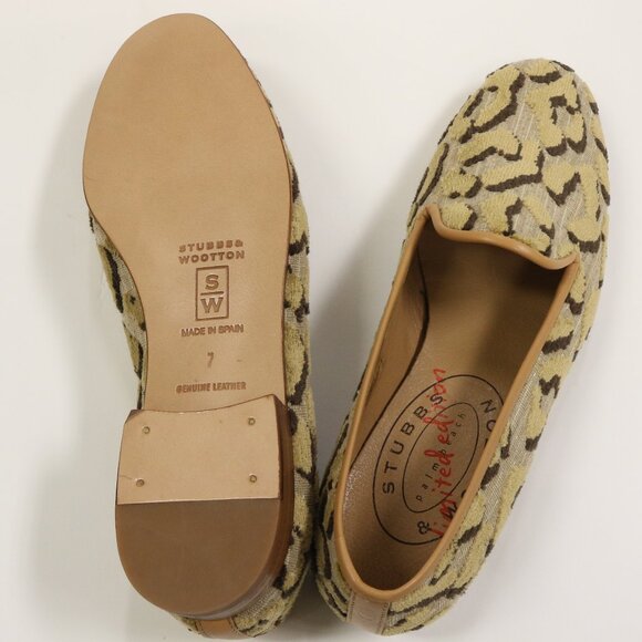 New Stubbs & Wootton Limited Edition Velvet Burnout Animal Print Size 7 Slippers - Picture 7 of 10